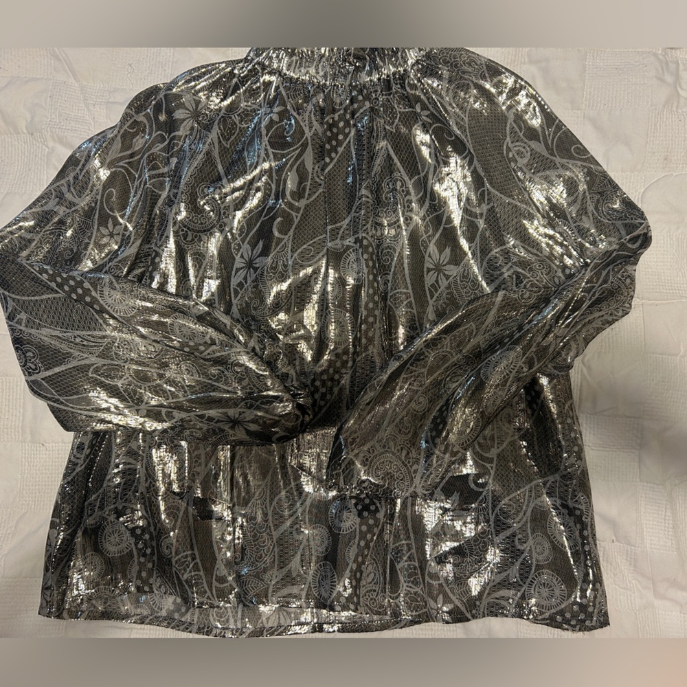 Marie Oliver Metallic Black and Silver Blouse